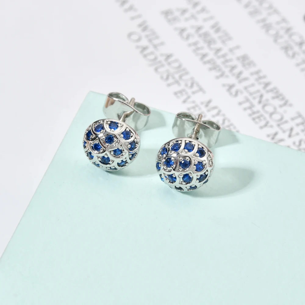 Semicircle blue ocean zircon small earrings women/girls wedding party sweet romantic fashion jewelry earrings ER-460