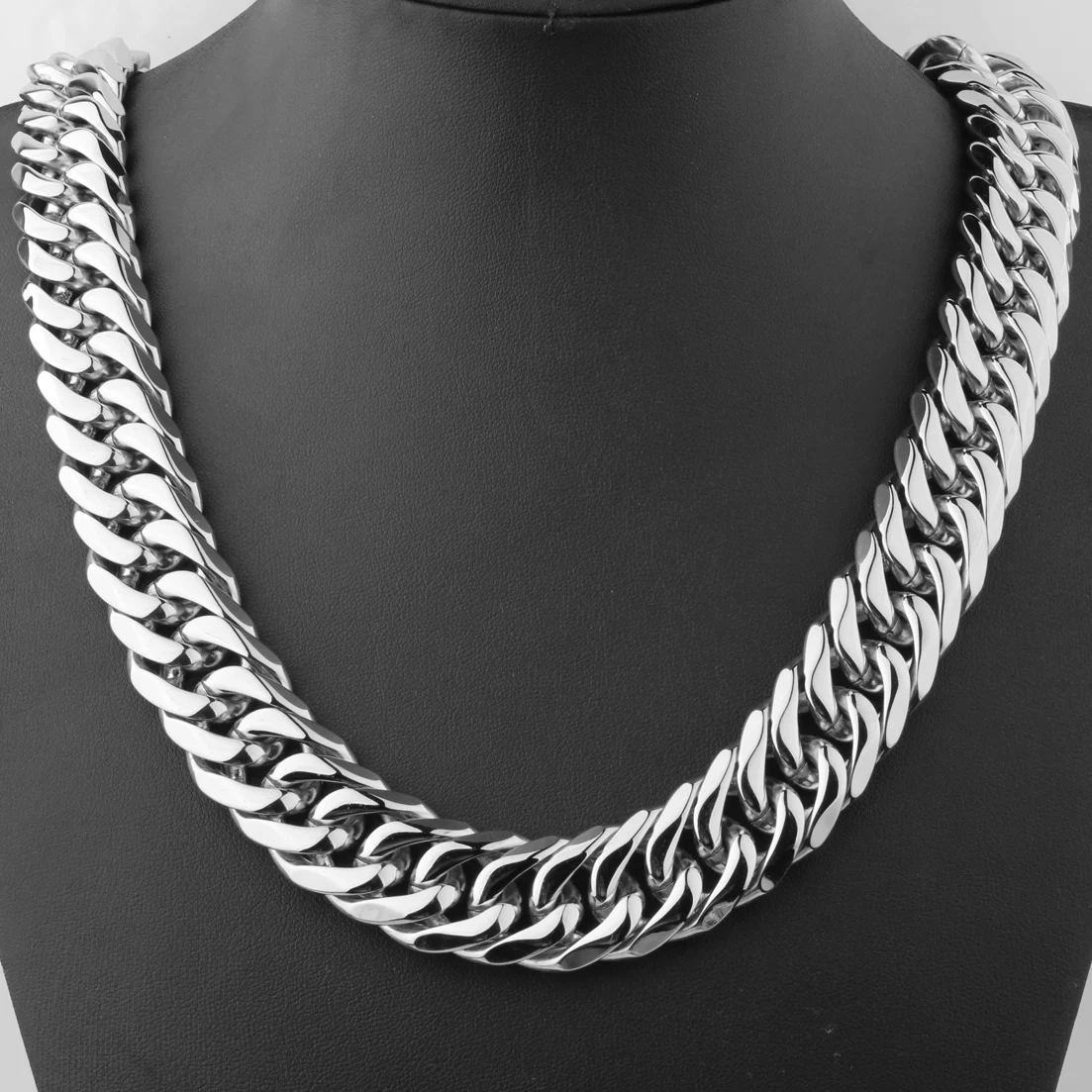 19/21mm Heavy Cuban Chains Men Hip Hop Jewelry Silver Color Thick Stainless Steel Long Big Chunky hip hop Necklace Gift