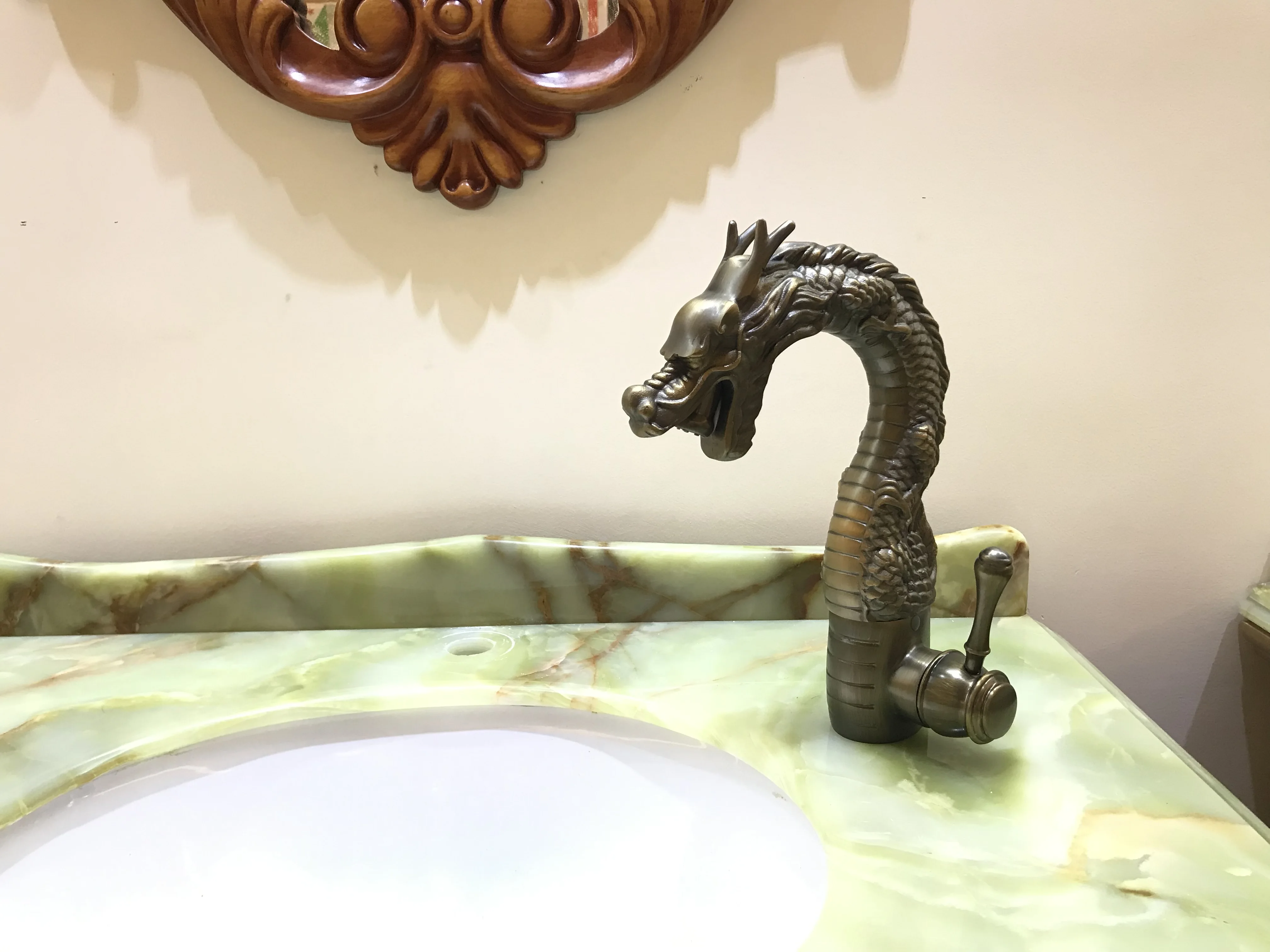 Free shipping Antique bronze Single hole /Handle bathroom basin Lavatory sink dragon faucet mixer tap Deck mounted NEW  ARRIVAL