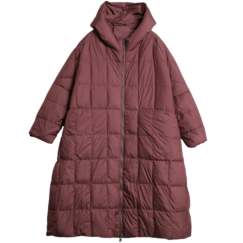 Winter Women Oversize Coat 90%  Loose Long Duck Down Jacket Female Size Overcoat Winter Jacket Women Stitching Hooded Parkas