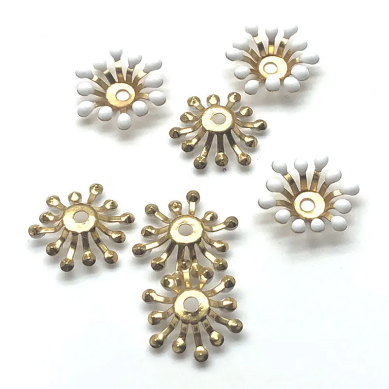 ジュエリー作り用の金属製スペーサービーズ,13mm,20個,フルスペーサービーズ,DIY用キャップ,ヘアアクセサリー