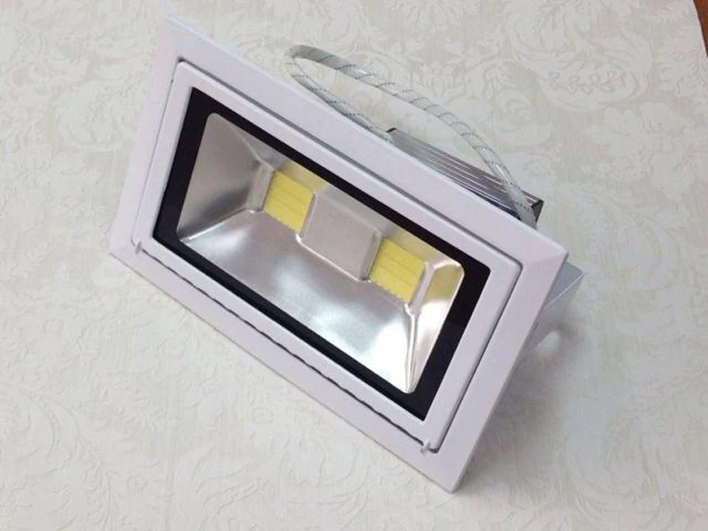 LED Downlights 50W COB Rectangular Recessed Ceiling Down Light 130-140lm/w Rotatable Adjustable Downlight Indoor Lighting