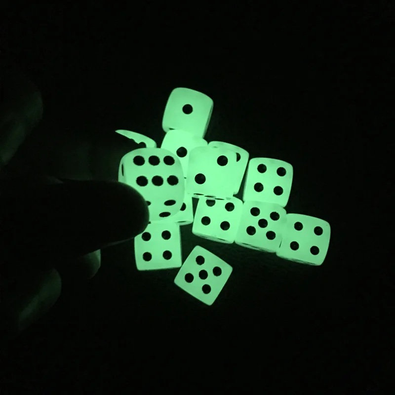 Dados luminosos de 16mm para beber, dados brillantes de esquina redondeada para club nocturno, bares, entretenimiento dedicado, juego de mesa, 6