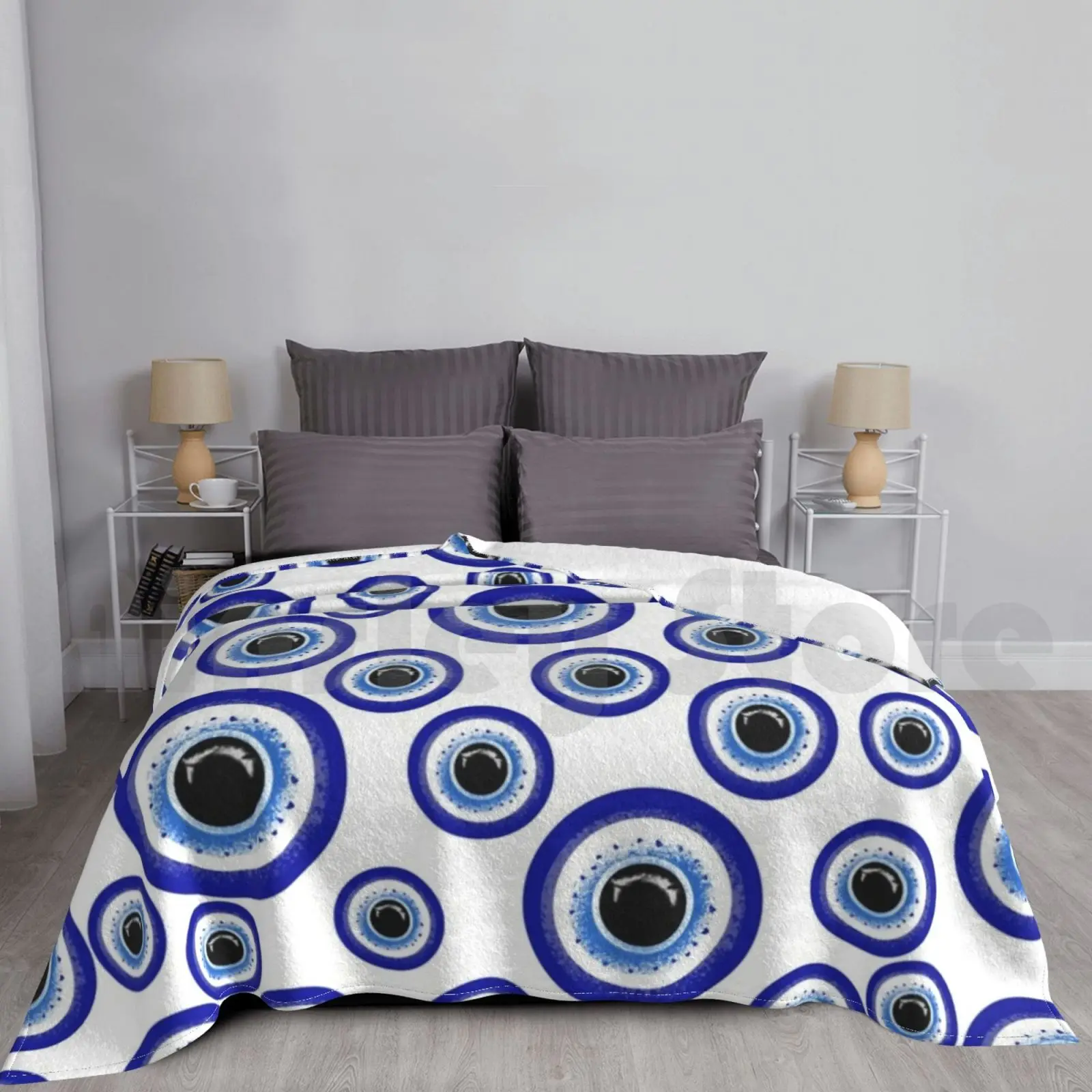 Evil Eye Mati Scattered Blanket For Sofa Bed Travel Evil Eye Mati Mataki Superstition Greek Mati