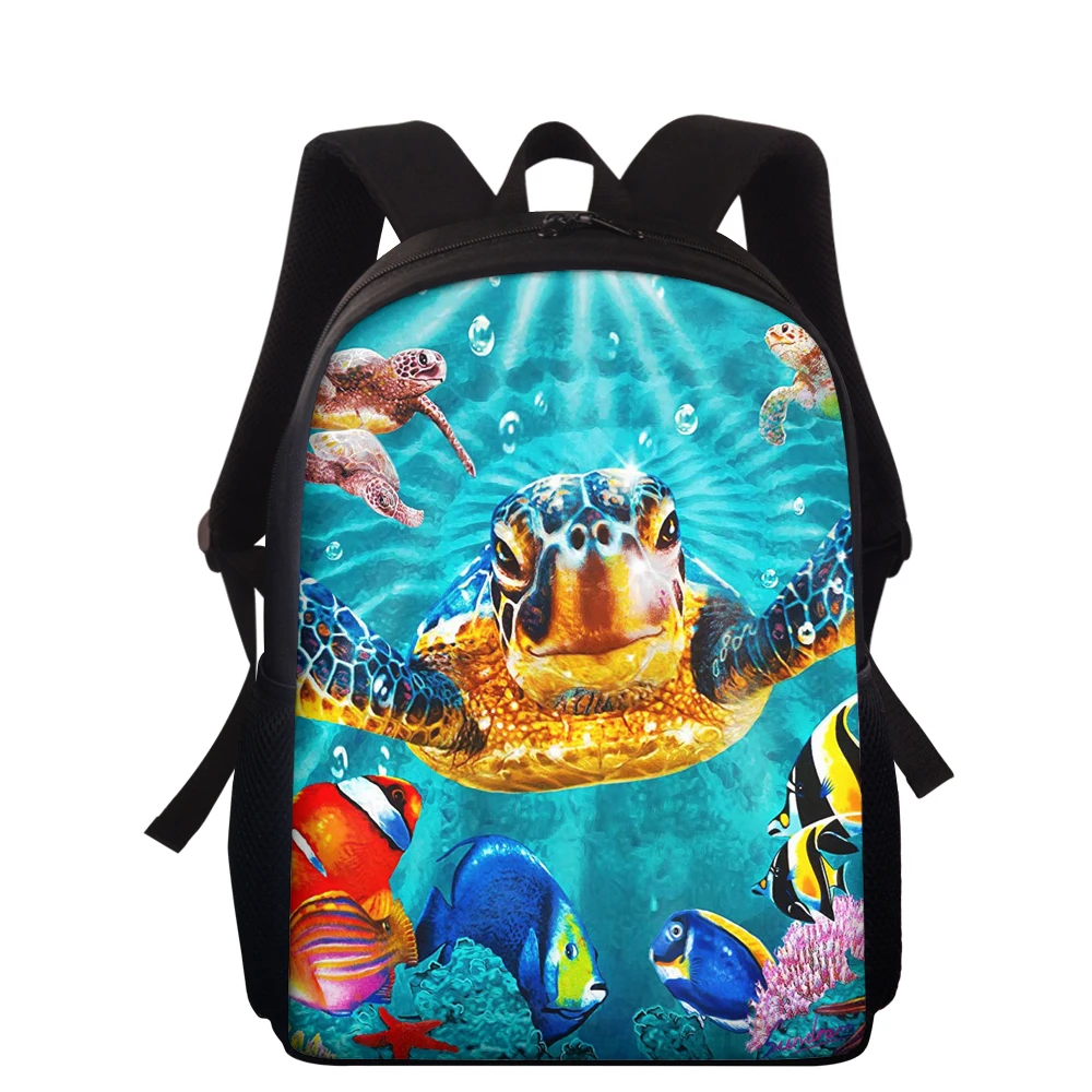 

Cute Ocean Sea Turtle Print 15 Inch School Bag for Kids Stylish Child Schoolbags Cool Little Boys Girls Bookbag Mochila