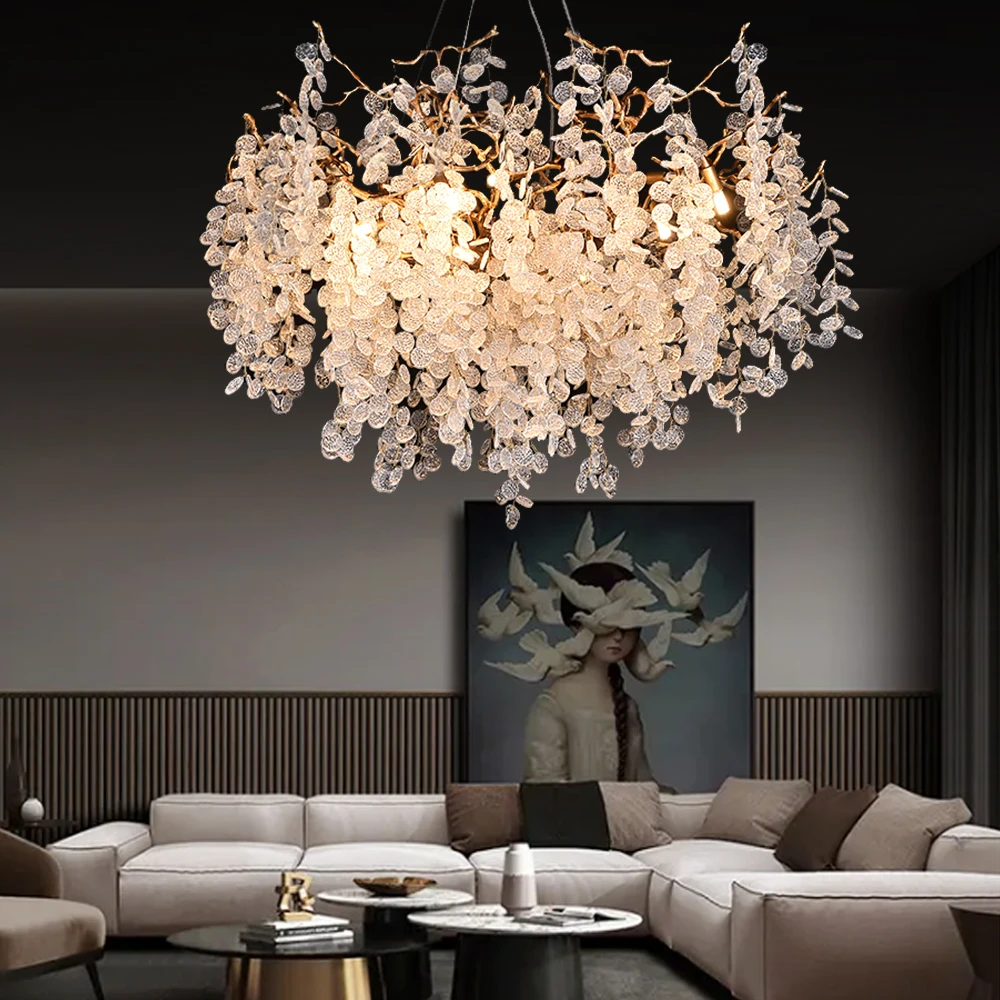 Nordic Industrial Chandeliers Lighting Lamp Crystal Designer Hanging Chandelier Tree Branch Dinning Room Lighting Fixtures