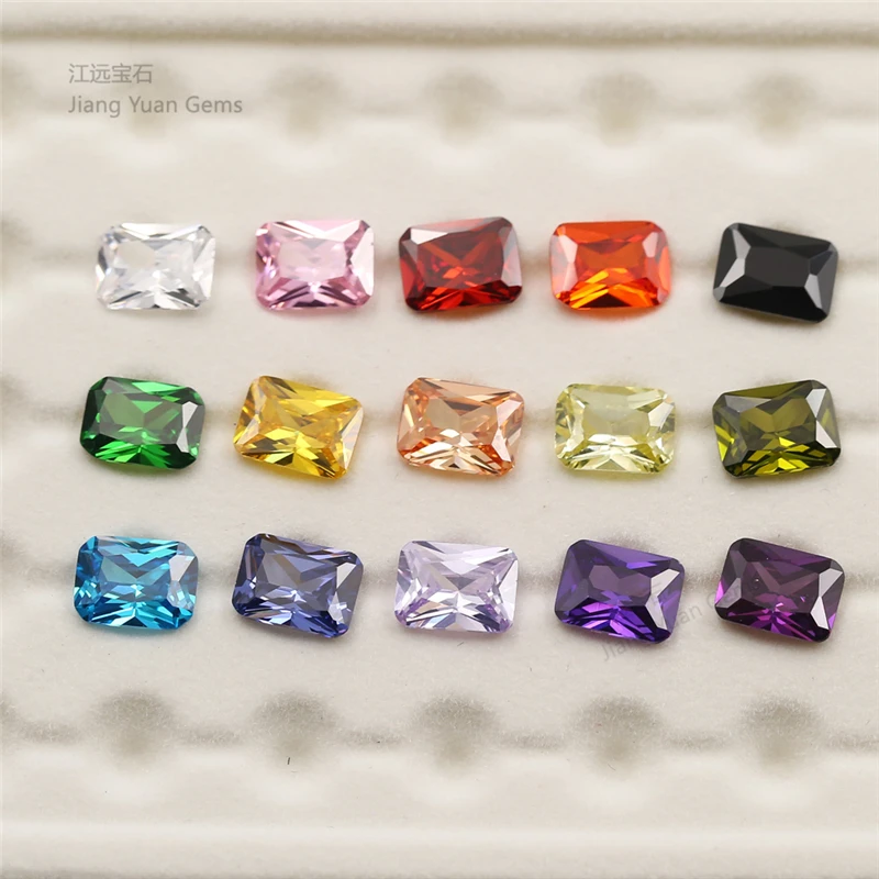 1pcs Per Color Total 15pcs Octangle Cut Loose Cubic Zirconia Stone Mix 15 Colours CZ Synthetic Gemstone for Jewelry Making