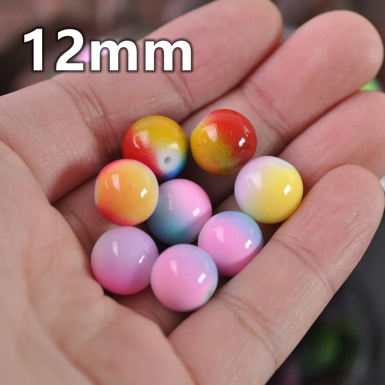 Round 6mm 8mm 10mm 12mm Bicolor Coated Opaque Glass Loose Crafts Beads lot for Jewelry Making DIY Findings