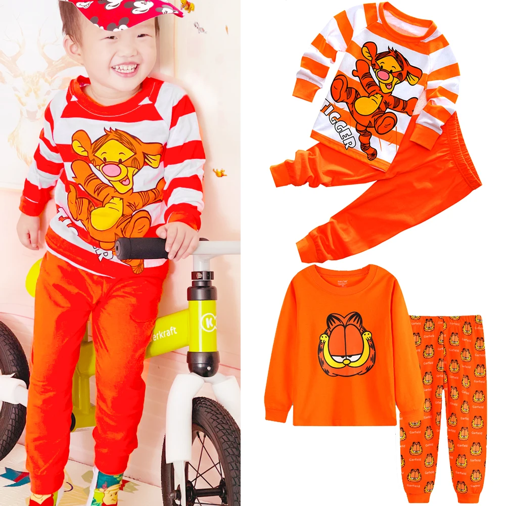 Spring Autumn Children's Clothing Sets Boys Sleepwear Clothes Kids Tigger Pajamas Set Baby Girls Cotton Pijamas Cartoon Pyjamas