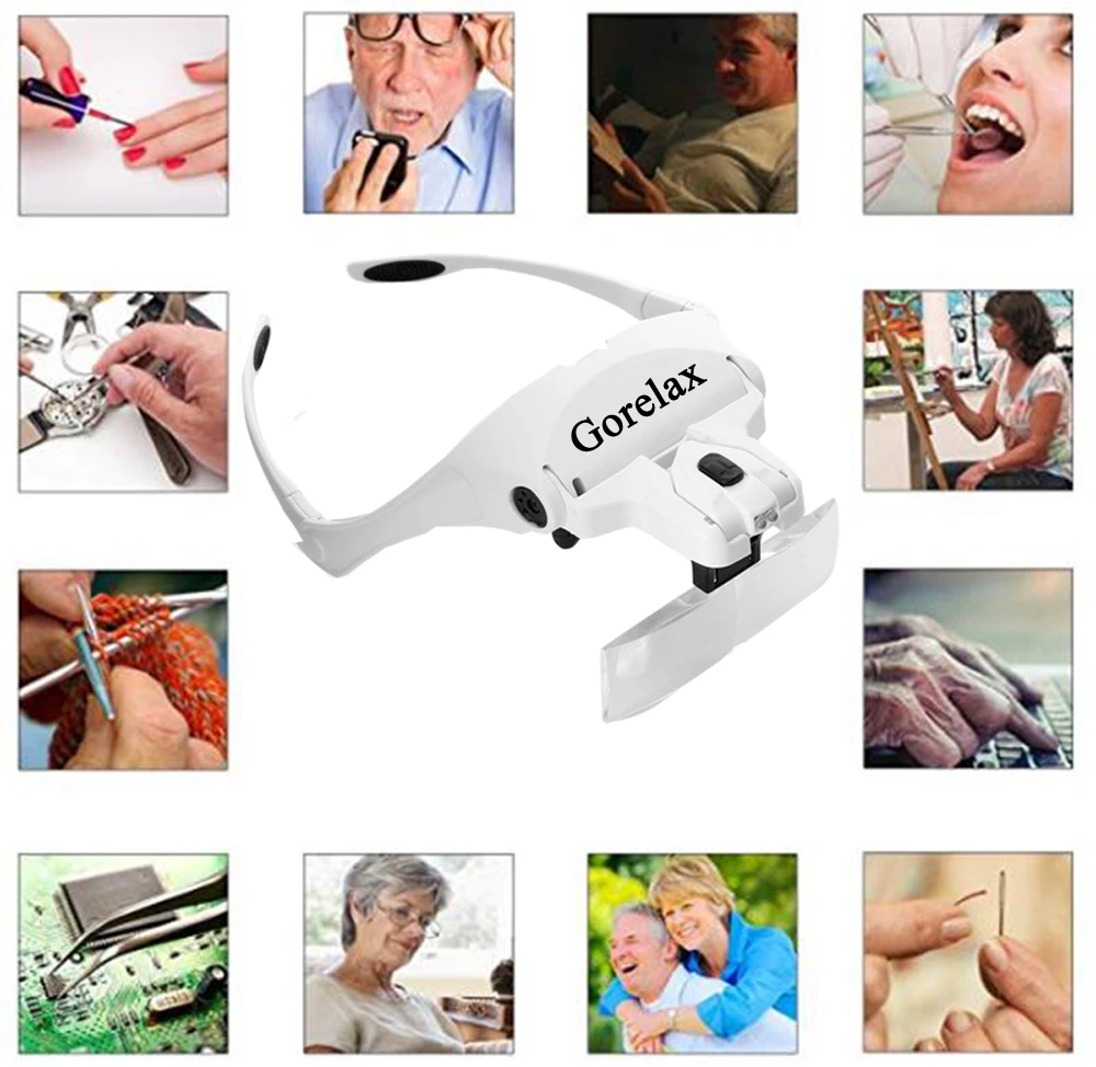 Imagem -05 - Lente Intercambiável 1.0x 1.5x 2.0x 2.5x 3.5x Usando Lupas Lente Lupa da Lupa do Eyewear da Lupa com Luzes do Diodo Emissor de Luz