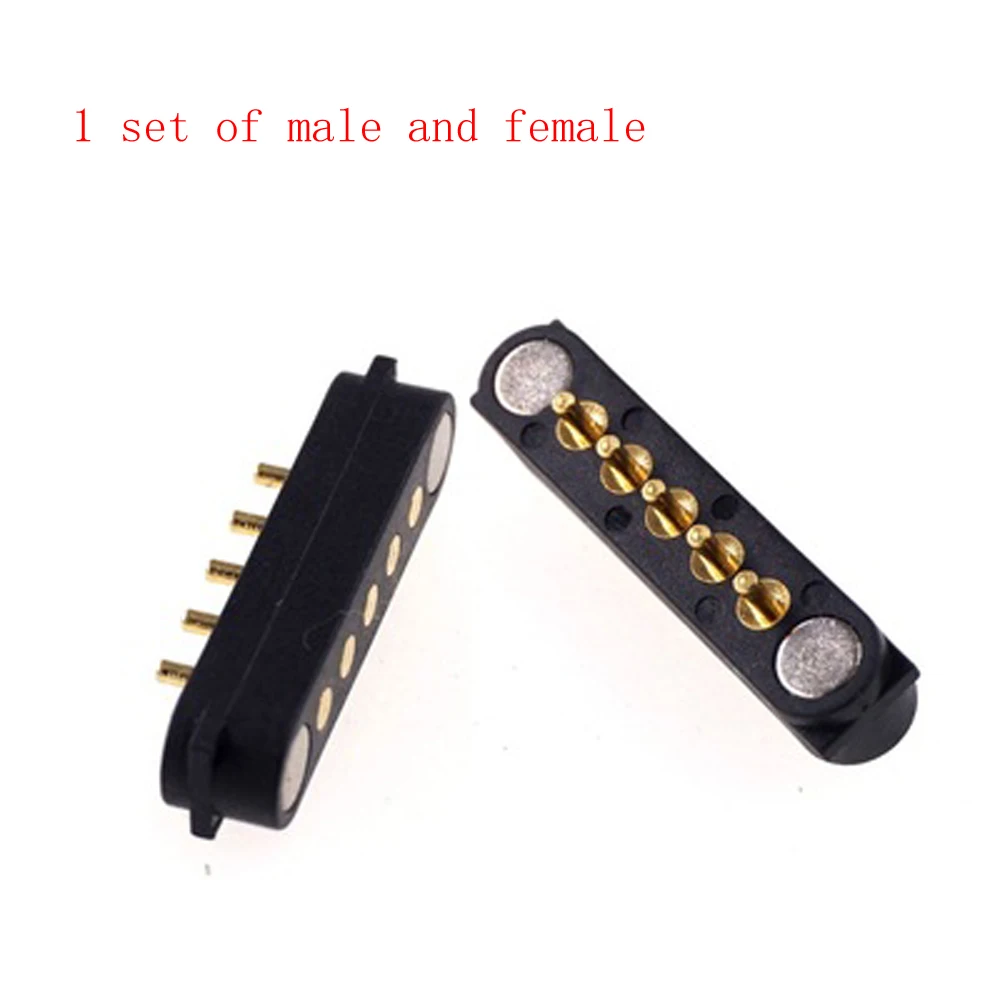 6Pair 2A Magnetic Pogo Pin Connector 5 Positions Pitch 2.54 MM Spring Loaded Header Contact Strip Power Charge Data Transfer