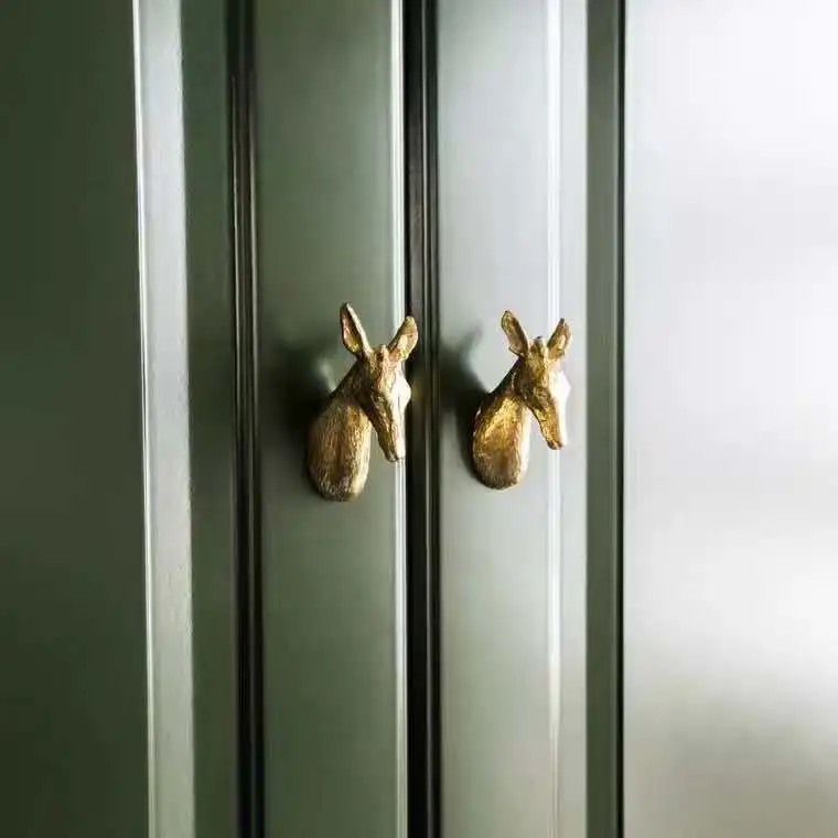 

Vintage Cabinet Brass Animal Handle Light Luxury Wardrobe Cabinet Wardrobe Door Furniture Decoration Small Handle Hook Gold Knob