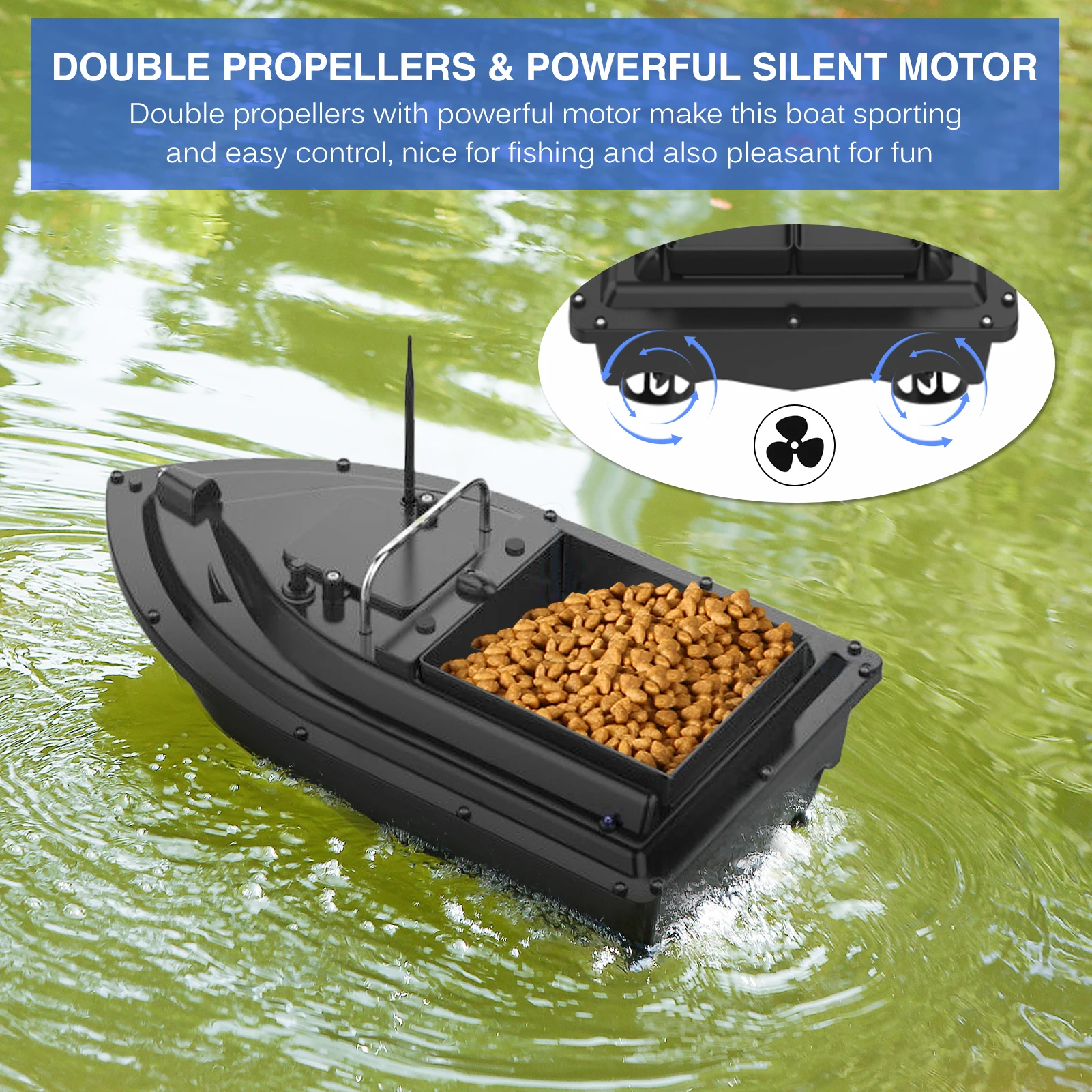 RC Fishing Bait Boat with Bag GPS Auto Return 2KG Load Bin 500M Distance Night Light 12000mah 6 Hours RC Ship Toy