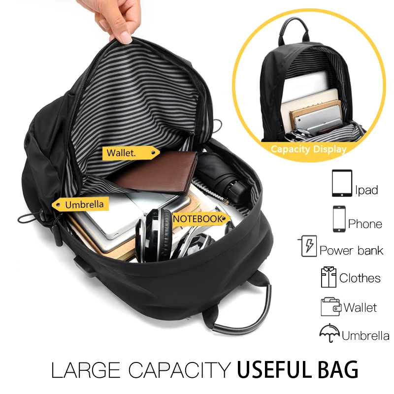 Imagem -02 - Mochila Masculina Multifuncional com Carregador Usb Mochila Impermeável de 15.6 Polegadas para Laptop Bolsa para Escola e Viagem ao ar Livre para Adolescentes