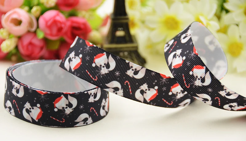 22mm 25mm 38mm 75mm christmas pattern printed Grosgrain Ribbon party decoration 10 Yards X-03722