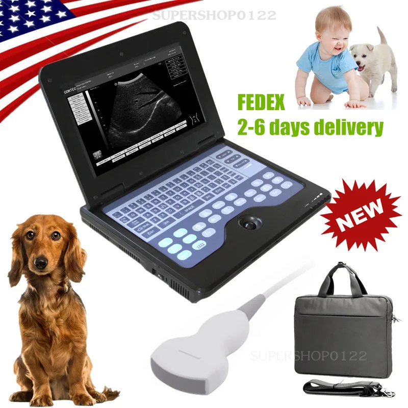 Veterinary B-Ultrasound Scanner CONTEC CMS600P2-VET Laptop small animals 3.5mhz convex probe+bag