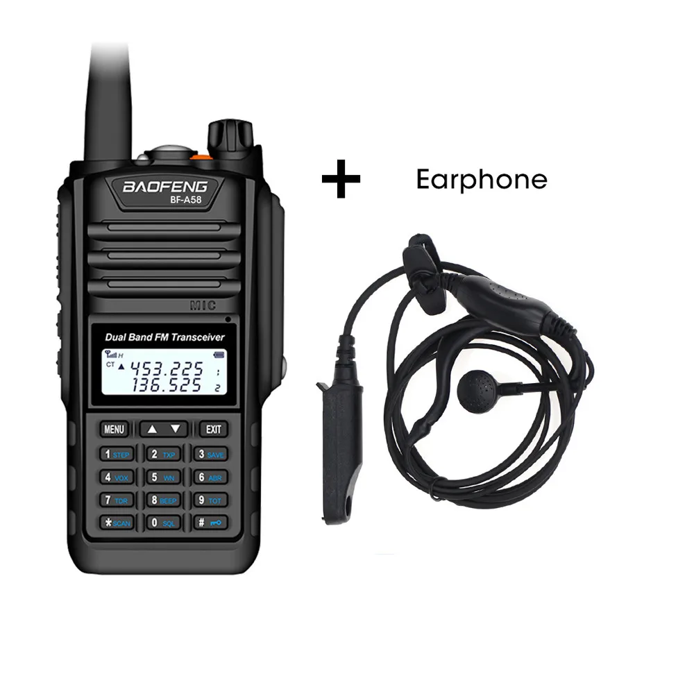 Baofeng BF-A58 Walkie Talkie IP68 Waterproof 128CH Dual Band UHF VHF Two Way Radio Handheld FM Transceiver CB Ham Radio Station