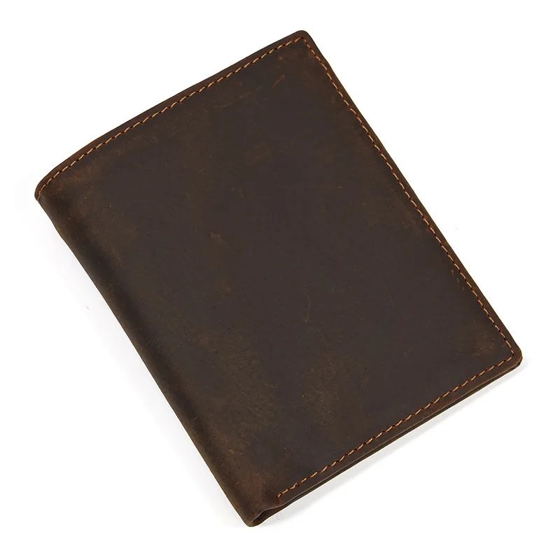 Dobry skórzany krótki portfel męski męski mały Crazy Horse skórzana torebka w stylu vintage wąskie portfele hurtownia portfeli Bifold Drop shipping — zdjęcie 4