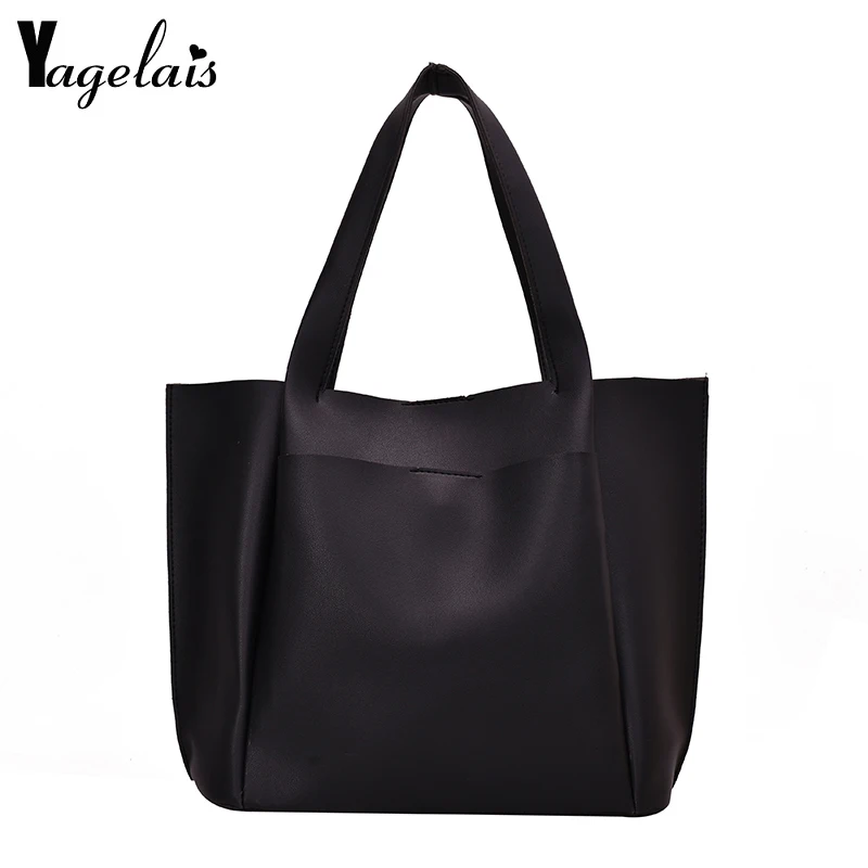 Women Leather Handbags Black Bucket Shoulder Bags Ladies Crossbody Bags Large Capacity Ladies Shopping Bag Bolsa