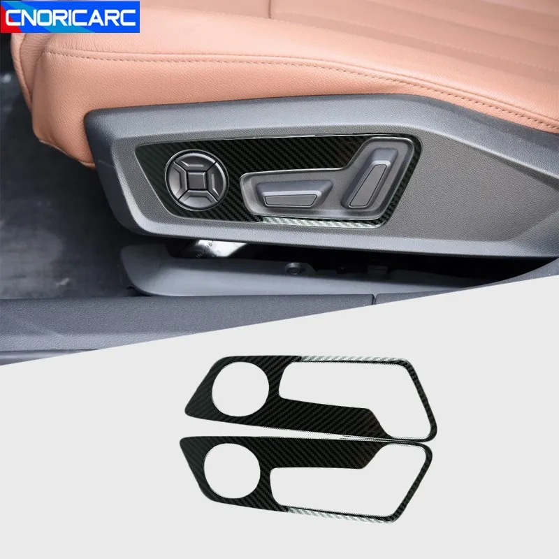 Car Styling Seat Adjustment Panel Frame Cover Decoration Trim For Audi A6 C8 2019 2020 Carbon Fiber Color Interior Accessories