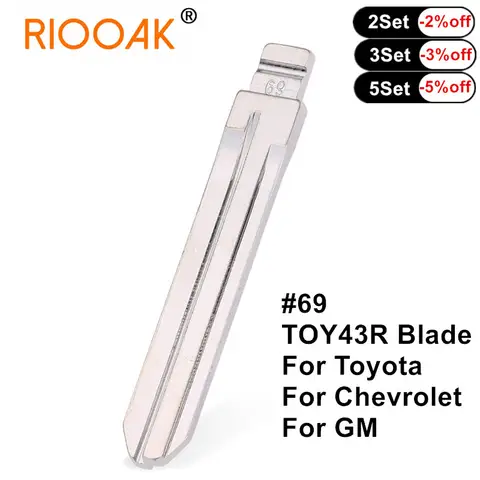 10pcs #69 TOY43R Uncut Remote KD VVDI Key Blade Flip Blank Key Blade for Toyota Chevrolet GM Holden Isuzu