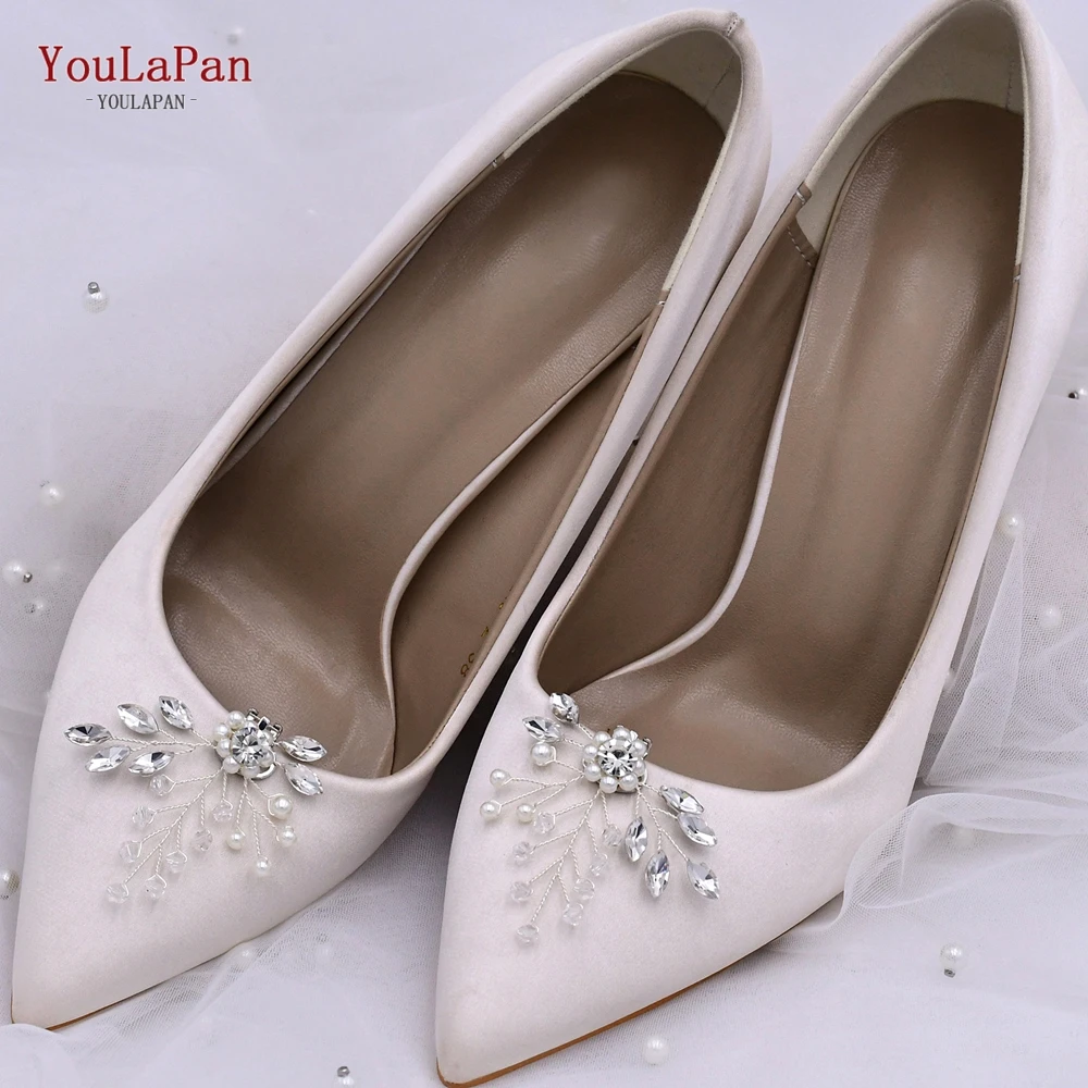 YouLaPan X02 Silver Bride Shoes Clips Pearl Rhinestone Wedding Shoes Buckle Women Shoes Accessories High Heel Decoration