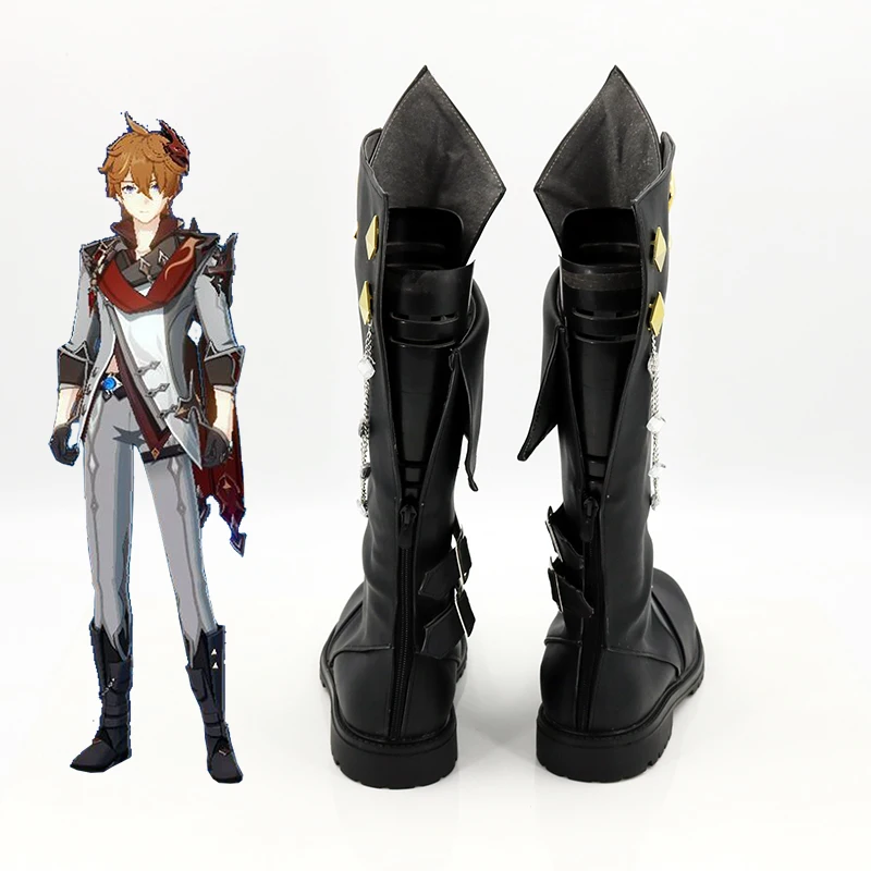 Game Genshin Impact Cosplay Tartaglia Ajax shoes Tartaglia Cosplay Tartaglia Cosplay 30cm Short Halloween Christmas Brown Wigs