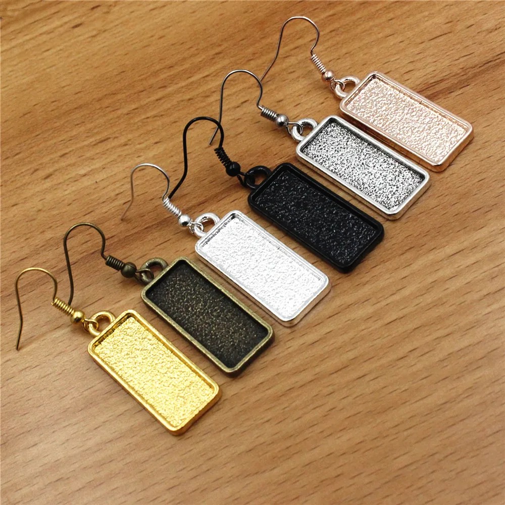 Onebeading Fit 10x25mm  Earring Rectangle Cabochons Blank Setting Bezel Base Tray For DIY Making Accessories Gift 10pcs K05420