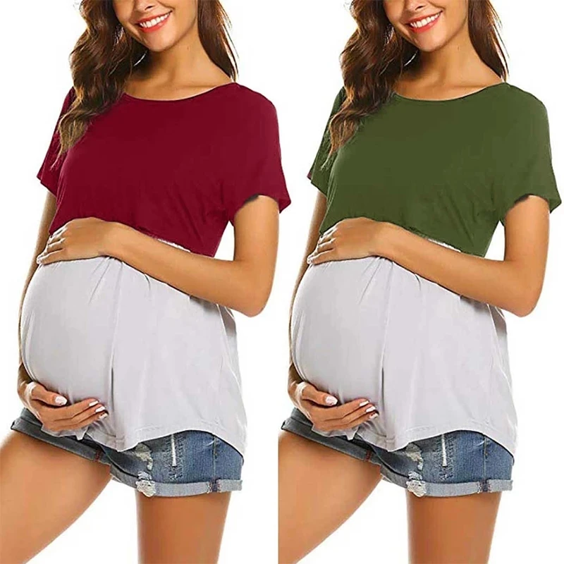 Women Pregnant's Maternity Clothes 2020 Wrap Top Sleeves Double Layer Pregnancy Shirt Breastfeeding Clothes Enfermeria Hamile