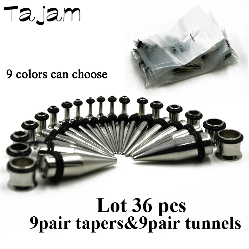 316l Stainless Steel Ear Expander Piercing Taper & Single Flared Flesh Tunnel Plug Kit Stretcher Gauges Set Body Jewelry 14g-00g