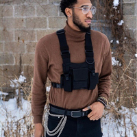 Functional Tactical Chest Rig Bag Radio Harness Front Pouch Holster Military Vest Rig Bags Adjustable Two Way Radio Waist Pouch
