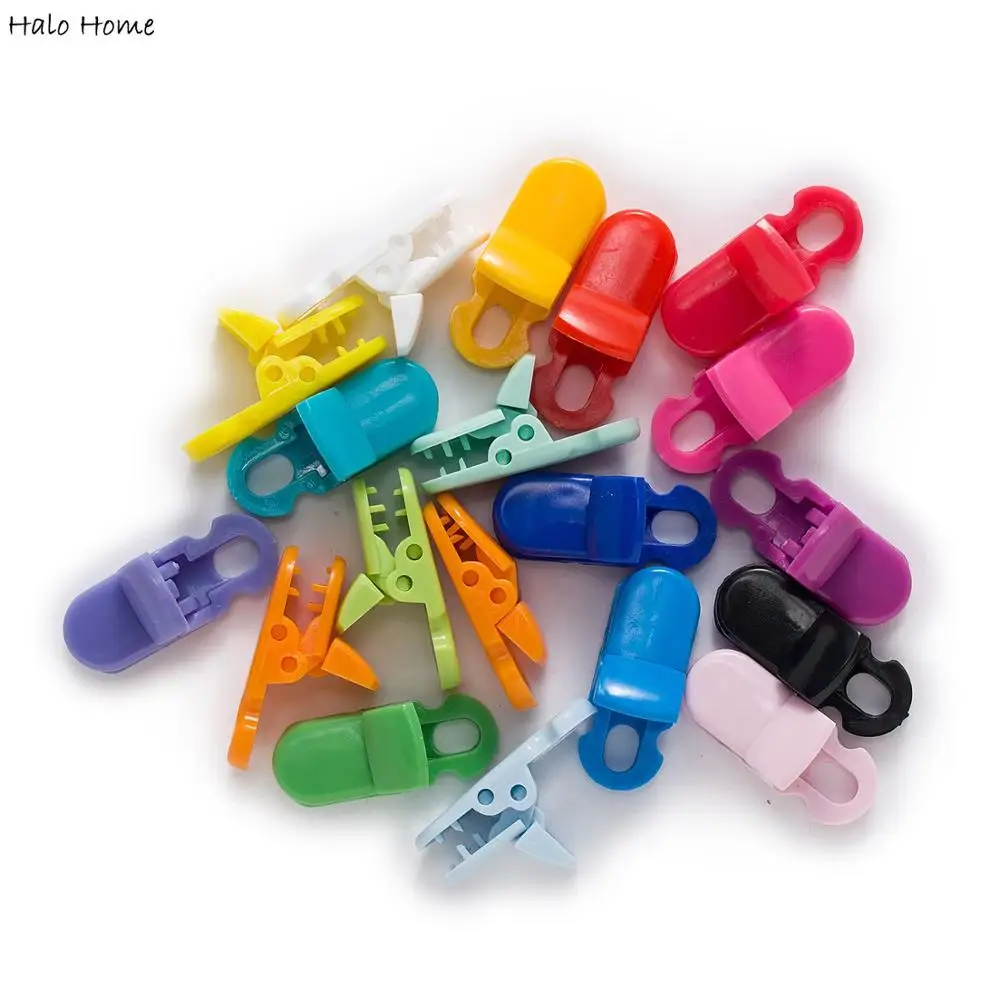 5pcs Multi Color Plastic Pacifier Suspender Clips Dummy Soother Toy Teething Ring Leash Bib Holder Snap