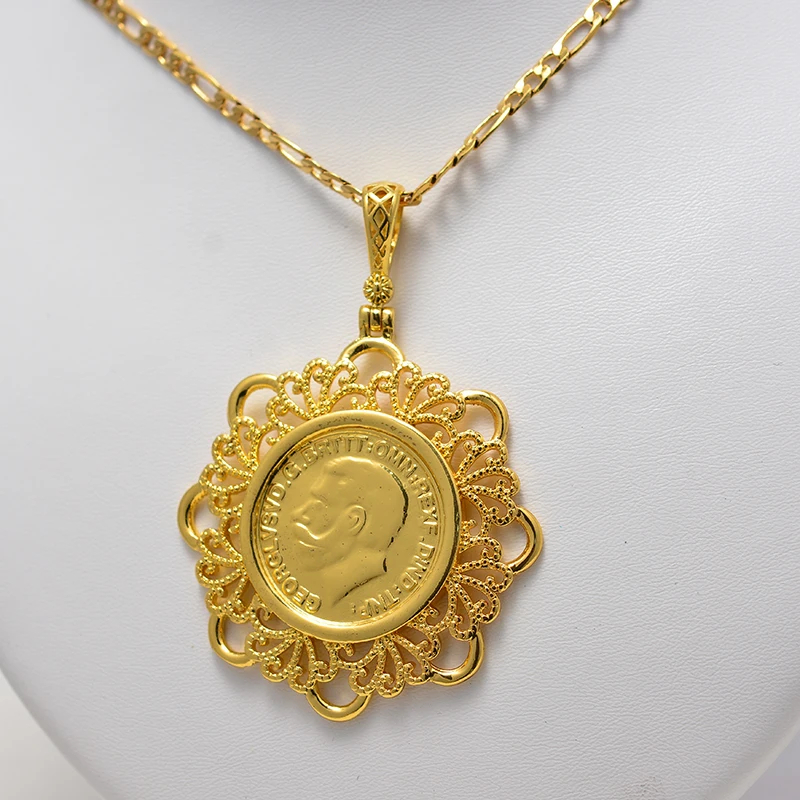 Arabische Goldmünzen-Halskette für Frauen und Männer, Muslimischer Islam Allah Anhänger, Türkischer Schmuck in Goldfarbe – Detail 2