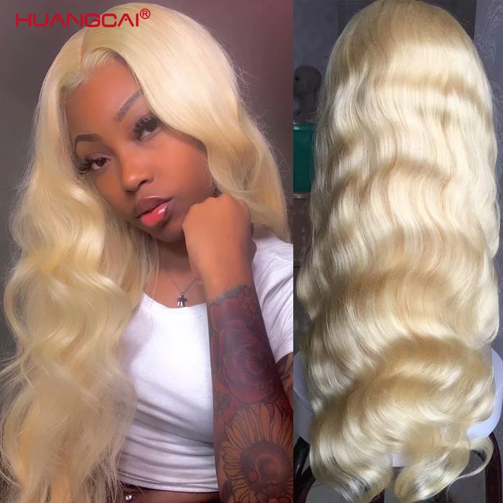 613 Blonde Lace Front Human Hair Wigs Brazilian Body Wave Lace Frontal Wigs Pre Plucked 150% Glueless Honey Blonde Remy Hair