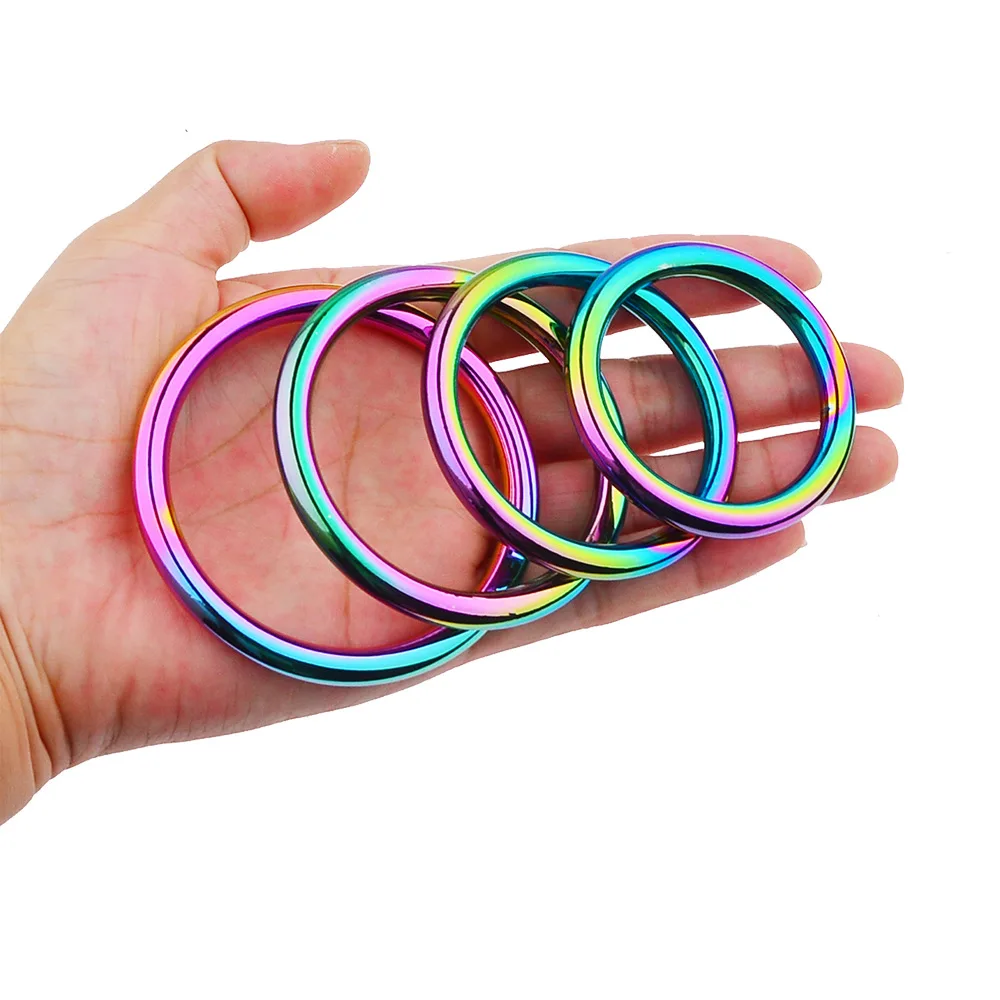 

New Colorful Metal Penis Ring Delay Ejaculation Man Erection Sex Shop Toy for Men Dick Cock Scrotum Cockring 40 45 50 55mm Rings