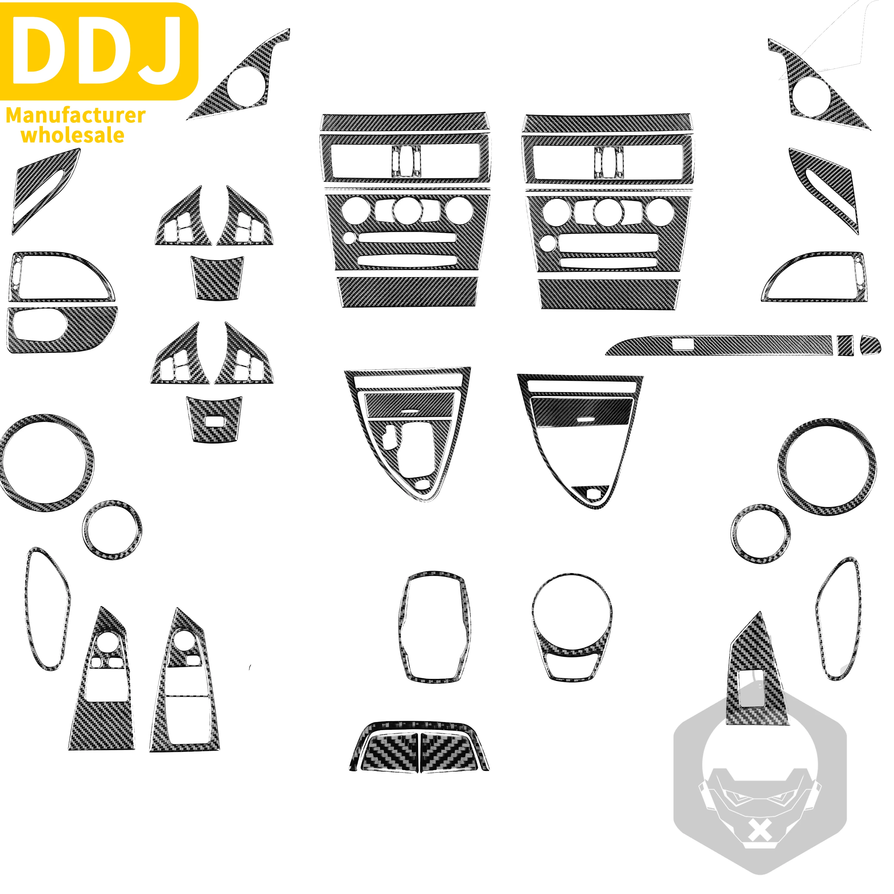 

For BMW 6 Series M6 E63 E64 2004-2010 Interior Carbon Fiber Sticker Steering Wheel Gear Box Door Air Vent Radio Panel Cover Trim