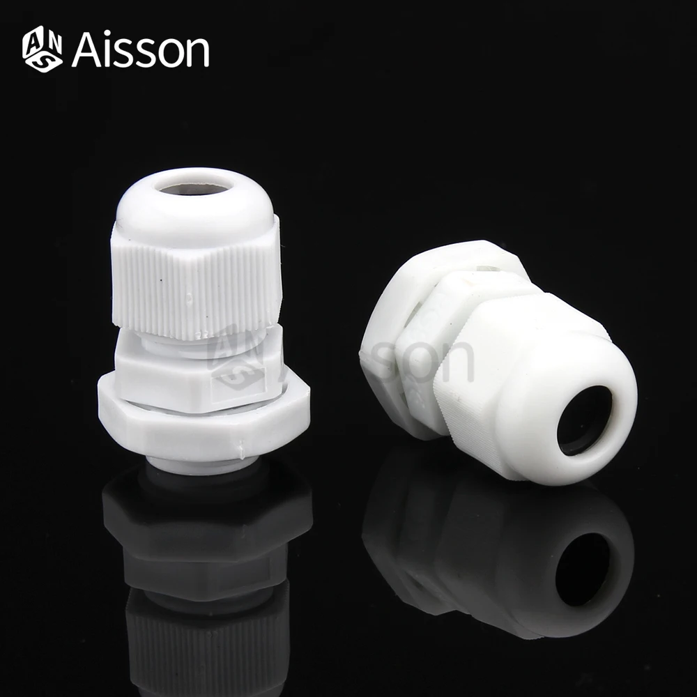 10pcs Waterproof Cable Gland PG7 PG9 PG11 PG13.5 PG16 PG19 IP68 For 3-6.5mm Cable Entry White Black Nylon Plastic Connector