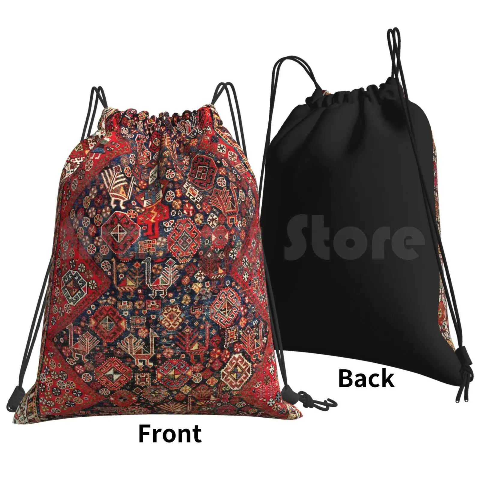 Qashqa’i Fars Southwest Persian Nomad Rug Print Backpack Drawstring Bags Gym Bag Waterproof Vintage Vintage Rug Carpet