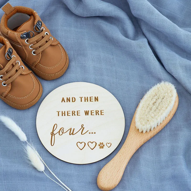 

And Then There Were Four | We're Having A Baby | Pregnancy Announcement Wooden Plaque | Baby Announcement | Wooden PlaquePlaque