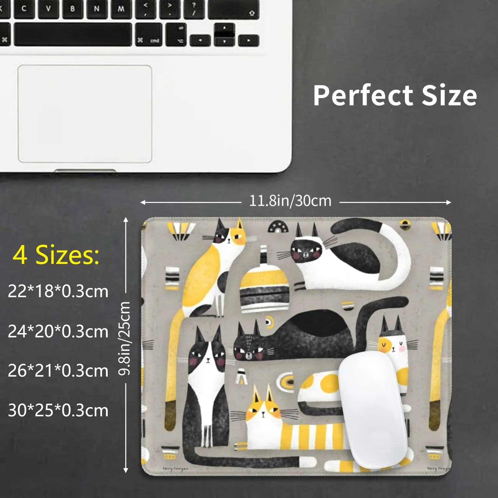 Black White & Yellow Cats Mouse Pad DIY Print Cushion Cat Cats Cute Cat Cute Cats Black Cat Yellow Cat Tuxedo