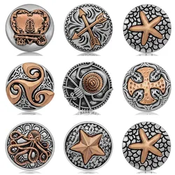 Hot Rose golden Patterns Star Spider octopus Starfish 18MM snap buttons fit DIY 18MM snap bracelet snap jewelry Gift