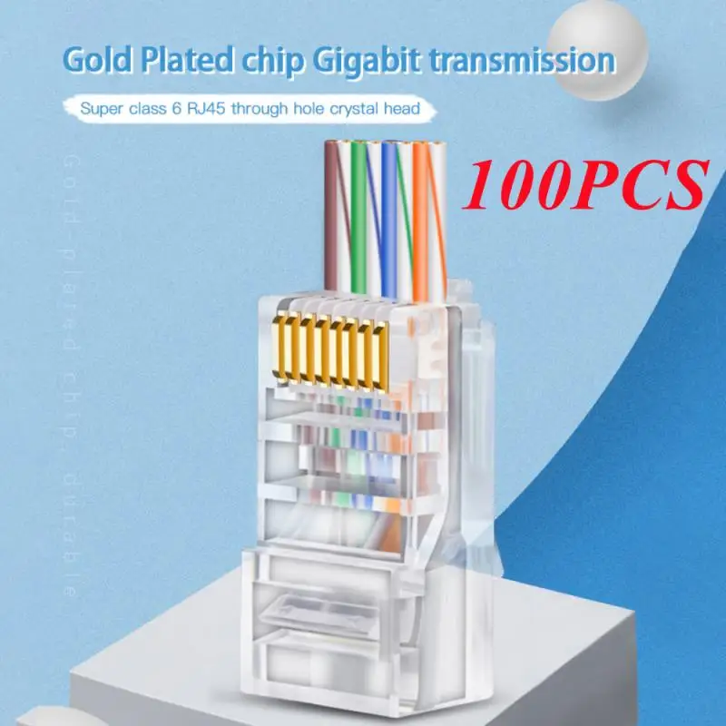 

100 шт. 8P8C RJ45/RJ-11 модульный разъем для сети CAT6 LAN, профессиональный Высококачественный сетевой кабельный разъем CAT6