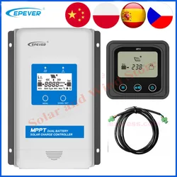 EPever DuoRacer MPPT 10A 20A 30A Solar Charger and Discharger Controller 12V 24V Auto Dual Battery Regulator for RV Camper Boat