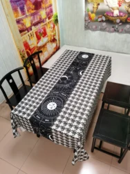 Sun Moon Tablecloth Elegant Waterproof Fabric Table Cover Wall Stove Rack Magic Rectangular Wedding Banquet Home Decor