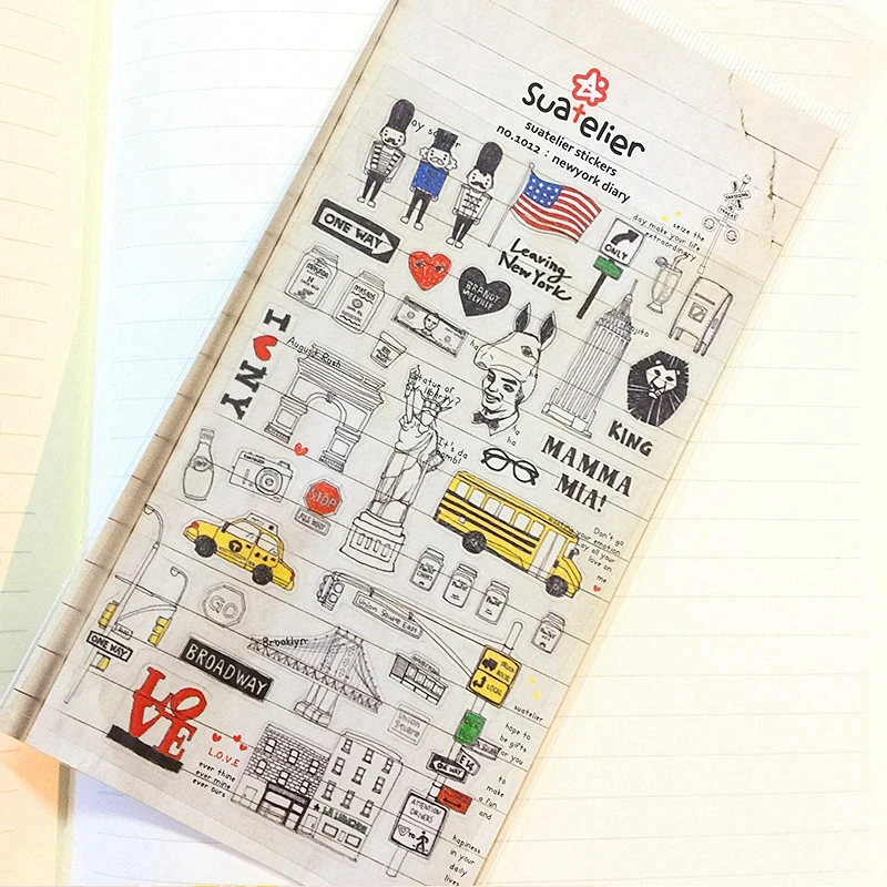 Suatelier Newyork Diary Stickers Statue of Liberty Love Taxi Die Cutting Decorative Diary Journal Treval Planbook Crafts