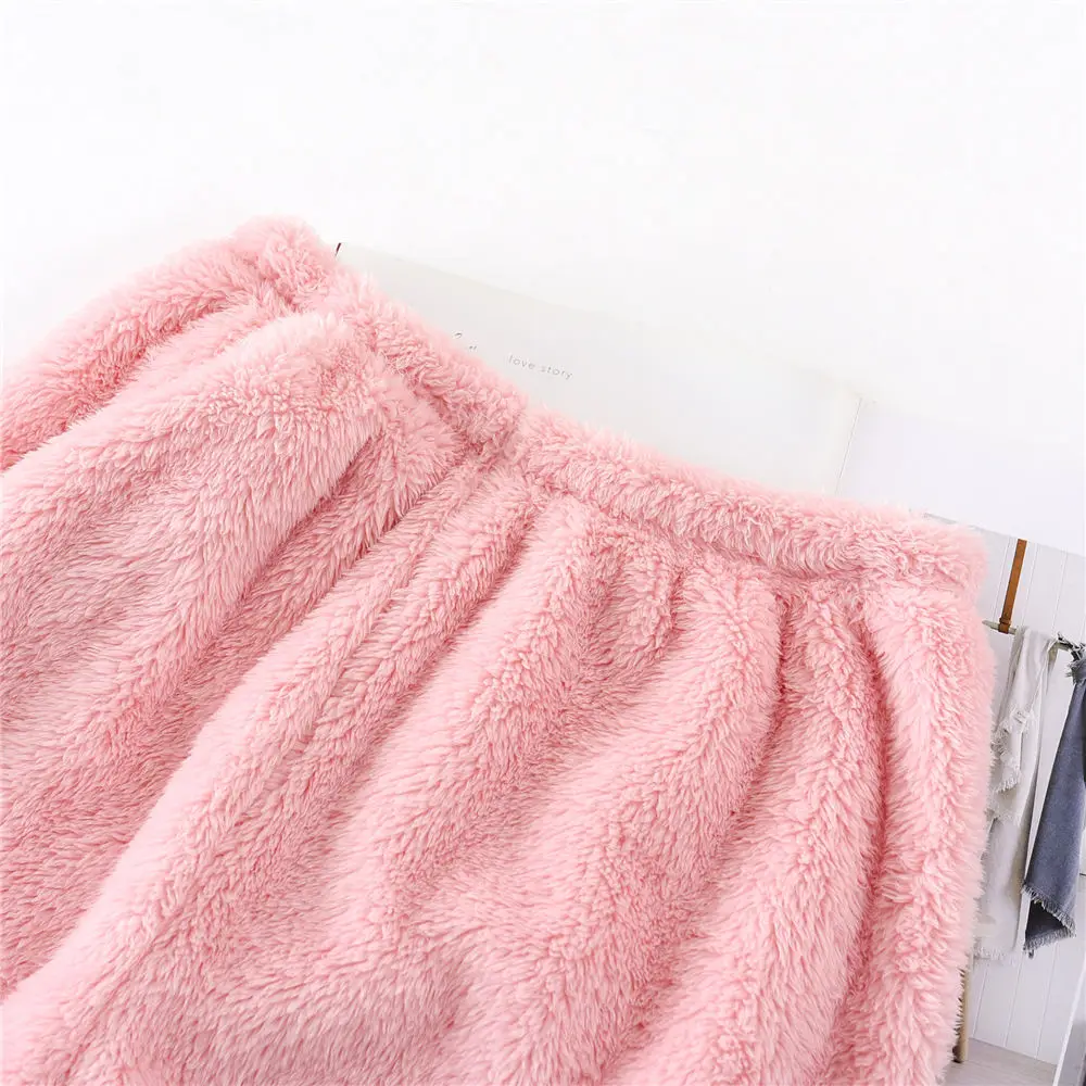 Women Winter Warm Fleece Pants Elastic Waist Teddy Fleece Leggings Autumn Home Wear Large Size Fuzzy Sweatpant