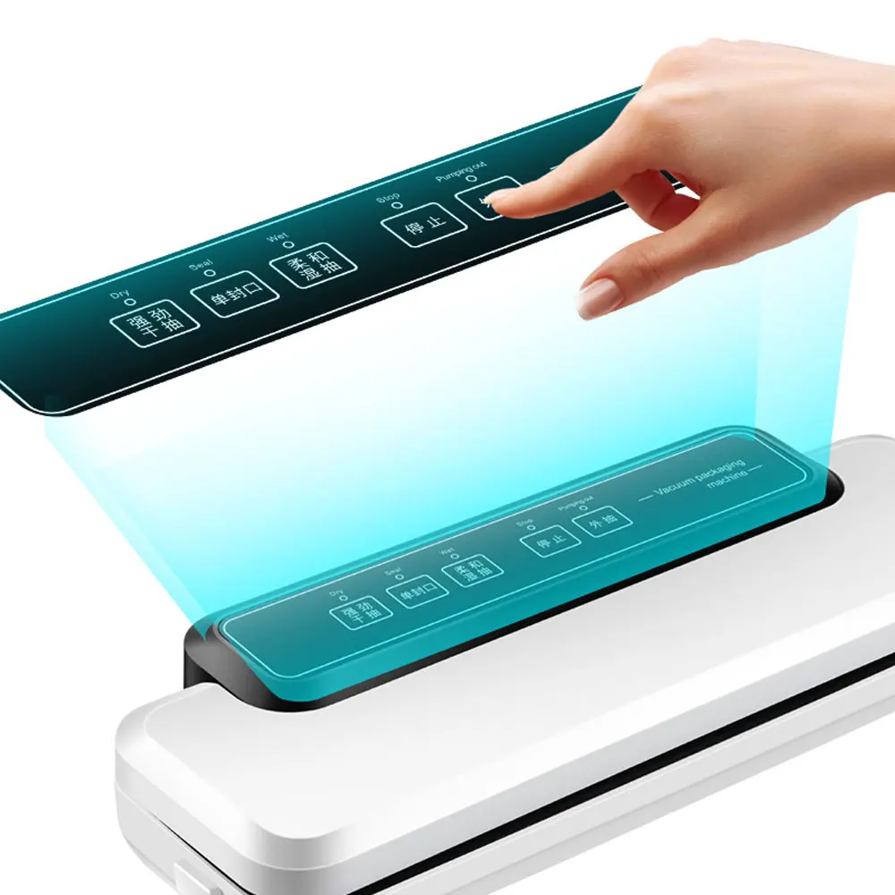 آلة تعبئة الطعام بتفريغ الهواء المنزلية آلة ضغط الختم التلقائي الطازجة حفظ التعبئة والتغليف البلاستيكية ختم فراغ بوم