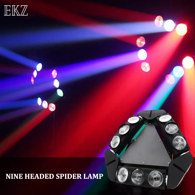 

New Mini Led Spider Light 9X10W RGBW 4IN1 Moving Head Dmx Control Beam Effect For Moving Head Stage Light Dj Disco Party Club