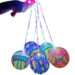 Kid Toy LED Luminous Flashing Sport Fitness Bouncy Ball Portable Iatable Colorful Throwing Ball Intellectual Toy Random Color