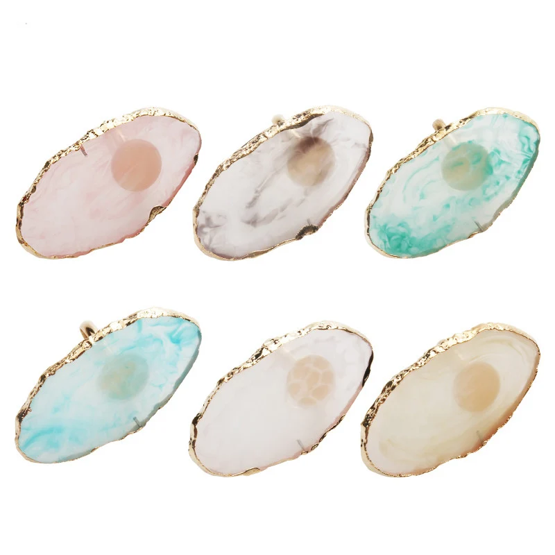 Resin Agate Stone Nail Art Random Color Palette Eyelash Extension Glue Mixing Paint Square Round Leaf Plate DIY Manicure Shelf
